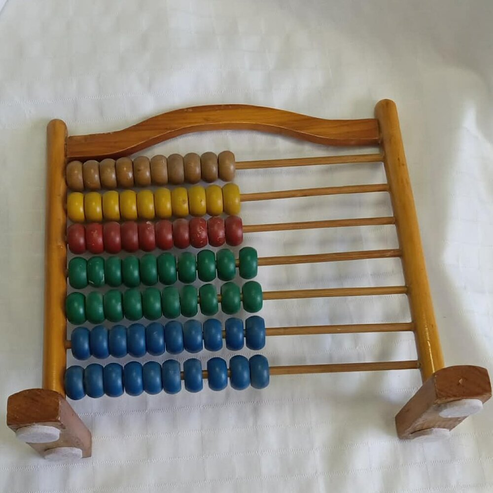 Vintage wooden abacus with colored wooden beads - Picture 2 of 7